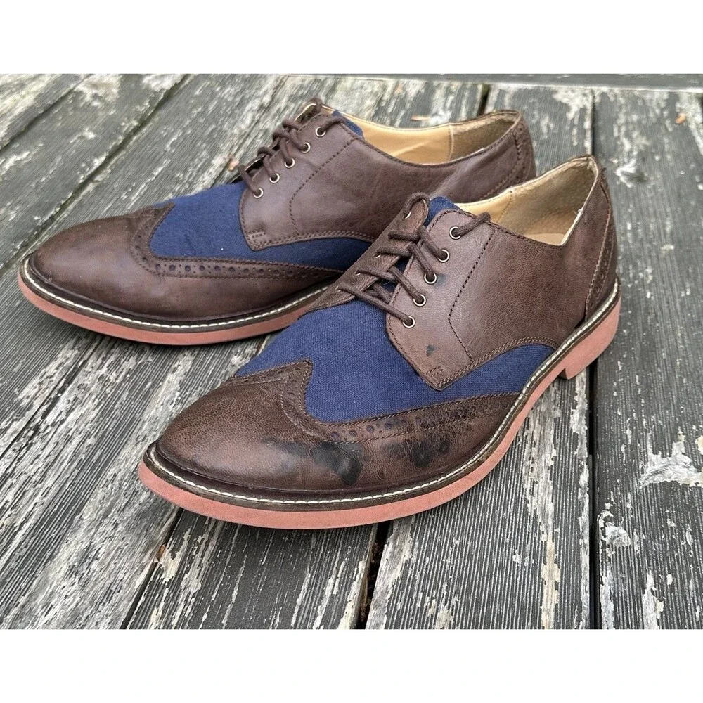 Cole Haan Men's Wingtip Brogue Saddle Oxford Dress Shoes Size 10 C12255